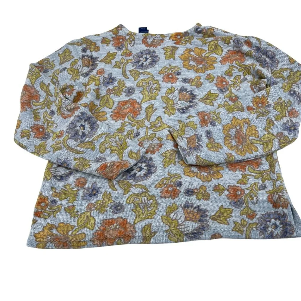 J.H. Collectibles Floral Knit Long Sleeve Sweater XL Cotton/Polyester Blend Ligh